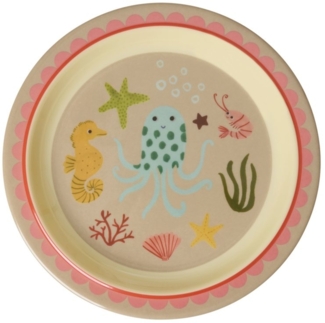 rice Kunststoffteller Rice Melamin Kinderteller - Coral Ocean Print Ø 22cm