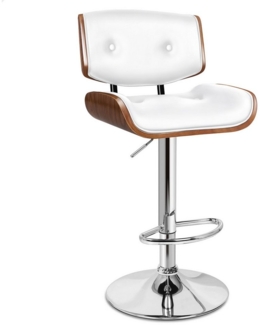 ALFORDSON Barhocker Verstellbarer, Sitzfläche aus geknöpftem PU-Leder (1er-set, 360°-Drehung, Gasdruckfeder), Solide Basis, Odette-Design, Weiß