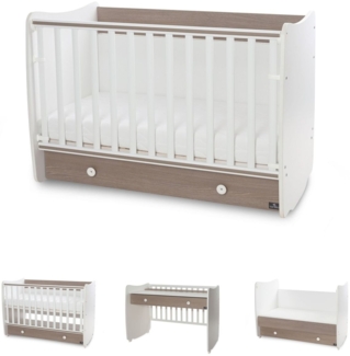 Lorelli Babybett Dream 70 x 140 cm umbaubar Kinderbett Schaukelbett Schreibtisch braun weiß