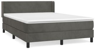 vidaXL Boxspringbett mit Matratze, Samt dunkelgrau, 140 x 200 cm