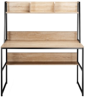 COSTWAY Schreibtisch, mit Bücherregal & Ablage, Holz & Metall, 120x57x140cm