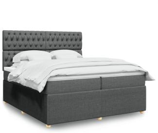 vidaXL Boxspringbett mit Matratze Dunkelgrau 200x200 cm Stoff 3294471