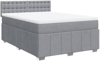 vidaXL Boxspringbett mit Matratze Hellgrau 160x200 cm Stoff 3287133