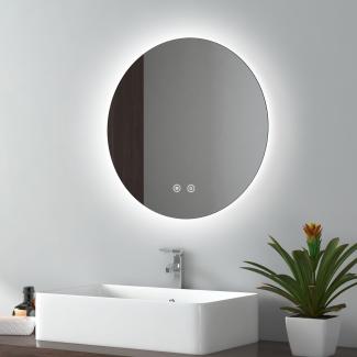 EMKE Badspiegel Mit LED Beleuchtung Touch Beschlagfrei Rund Lichtspiegel 6500K ф50cm