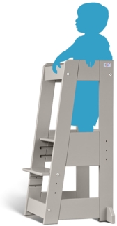 tiSsi 'Felix' Lernturm, Tritt 3-fach höhenverstellbar, Buche storm grey, Massivholz