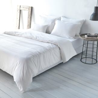 Traumschlaf Uni Baumwolle-Leinen Bettwäsche|240x220 cm + 2 x 80 x 80 cm| weiss