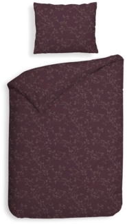 Heckett & Lane Flanell Bettwäsche 135x200 Alloro Blackberry Wine Miniblätter
