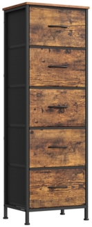 SONGMICS Kommode, Schrank, 5 Stoffschubladen, für Schlafzimmer, Flur, Wohnzimmer, braun-schwarz