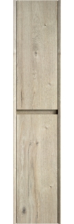 Badezimmer-Wandschrank, hoher schmaler Aufbewahrungsschrank mit 2 Türen 4 Regale innen geeignet für kleine Räume anwendbar auf Bad Wohnzimmer&Wäscherei, MDF, Eiche cremefarbene Holzmaserung, 140cm