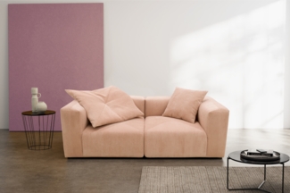 DOMO. collection Sofa 800011, 2 Sitzer, Rechteckig, individuell kombinierbar, Cord 2er Couch, modular, Polstergarnitur, 216 x 108 x 69 (BxTxH), rose
