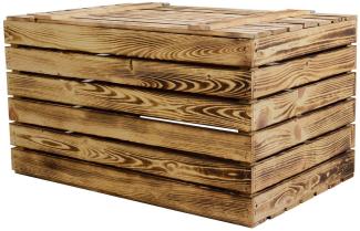 Kistenkolli Altes Land Allzweckkiste Grosse Holztruhe 80er geflammt mit Deckel 80x50x39cm (Spar-Set)