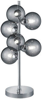 Tischlampe, Metall Glasschirm, chrom rauch, dimmbar, H 52 cm