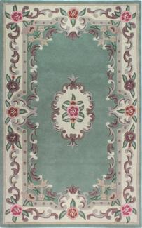 Kadima Design Traditioneller Wollteppich "Beauly" mit Handgeschnitzten Details. Farbe: Grün-Beige, 120x180 cm