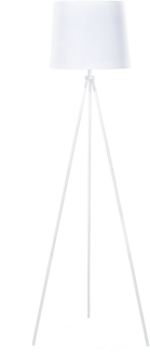'Sambra' Stehlampe Weiß Metall 149 cm Stoffschirm Dreibeinig langes Kabel mit Schalter Retro Design