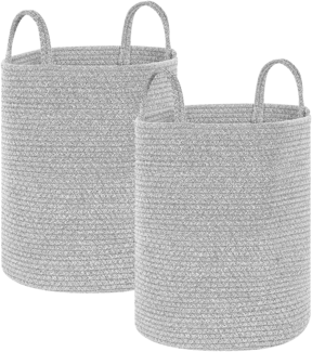 Textilkorb Baumwolle grau ⌀ 34 cm 2er Set SARYK
