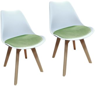 HTI-Living Atlanta Weiß, Velvet Hellgrün Stuhl