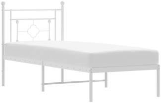 vidaXL Metallbett ohne Matratze mit Kopfteil Weiß 75x190 cm 374378