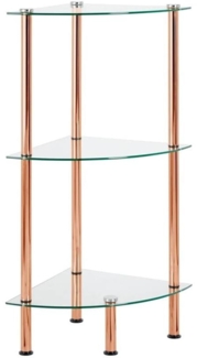 Glasregal modernes Eckregal Ablageregal 3 Ebenen mDesign rotgold/durchsichtig