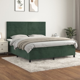 vidaXL Boxspringbett mit Matratze Dunkelgrün 180x200 cm Samt 3143100