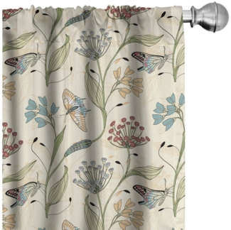 Abakuhaus Gardine Vorhang für Wohnzimmer Schlafzimmer Dekor, Microfaser, Botanisch Pastelltöne Flourishing