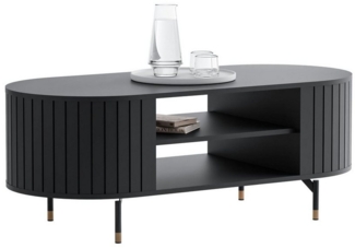 yourhouse24 Couchtisch ELODIE oval, Geriffelt, Ablagefläche, Schwarz/Kaschmir