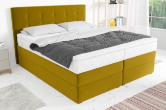 99rooms Palermo Boxspringbett Velours KRONOS Gelb 160x200 cm Bonell-Federung