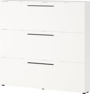 Germania Schuhschrank 2578-84 GW-Utah, in Weiß, mit Platz für 18 Paar Schuhe, geringe Tiefe, ideal für schmale Flure, 140 x 129 x 19 cm (BxHxT)