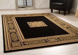 Kurzflor Teppich Classical Quality - Renaissance, Farbe: Gold Schwarz, Größe: 133x195 cm