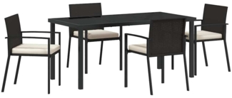 vidaXL Garten Essgruppe 5 pcs Schwarz Poly Rattan 3379236