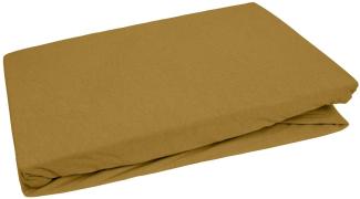 Bettwaesche-mit-Stil Jersey Spannbettlaken gold 180 – 200 x200cm Höhe bis 20cm