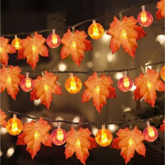 Rosnek LED-Lichterkette Herbst Ahornblatt, Wasserdicht, batterie, für Thanksgiving Party, Halloween Deko
