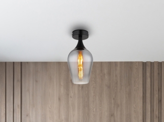 Kleine LED Deckenleuchte mit Rauchglas Lampenschirm, Ø 15cm