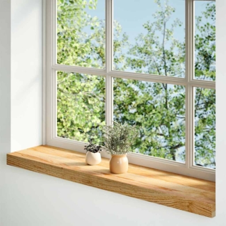 vidaXL Fensterbänke 2 Stk. Hellbraun 90x20x2 cm Massivholz Eiche 4009135