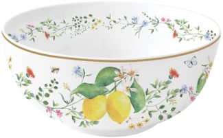 EasyLife Müslischale Fleurs et Citrons, Porzellan, Spülmaschinengeeignet, Mehrfarbig, Motiv: Zitronen