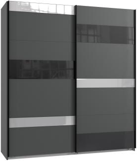 Schwebetürenschrank >MONACO< (BxH: 180x210 cm) GRAPHIT, GLAS SCHWARZ GLAS GREY