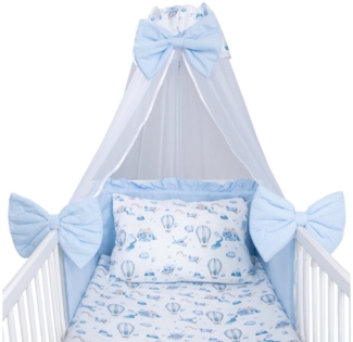 Amilian Babybettwäsche Kinderbettwäsche 100x135 Set - Kissenbezug 40x60 - Himmel, Chiffonhimmel, 7 teilig