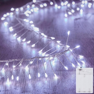Jibenhome LED-Lichterkette Cluster Leuchtdraht Büschel Lichterbündel 300cm 120LEDs Lichtvorhang, DIY LED Kupferkabel Feuerwerkskörper Batterie Weihnachtsdekor