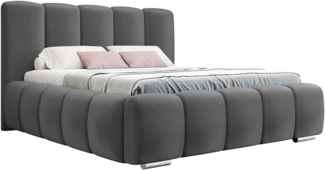 mirjan24 'Widoni' Polsterbett, Plüsch, Grau, 140x200 cm