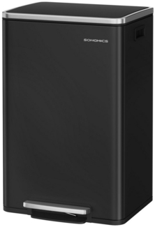 SONGMICS Mülleimer 50 L, 15 Müllsäcke, Stahl, herausnehmbarer Inneneimer aus Kunststoff, mit Deckel, Griffe, Softclose,