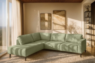 Places of Style Ecksofa Fumone, Lederoptik oder Soft-Touch Chenille, Breite 260, mit schwarzen Massivholzfüßen