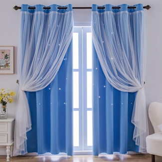 FOUORTUNATE-BEE Gardine Vorhänge Blickdicht Kinderzimmer Halbtransparent, (2 St), Geeignet für Schlafzimmer und Wohnzimmer