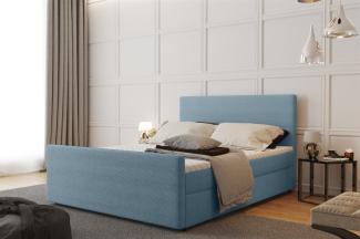 Boxspringbett Schlafzimmerbett CARO 180x220 cm Stoff Scala Hellblau