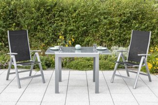 Carrara Set 3tlg, Balkonausziehtisch, schwarz