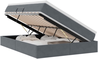 vidaXL Aufbewahrungsbett mit Matratze Dunkelgrau 140 x 200 cm Samt 3370306