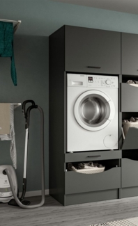 welltime Waschmaschinenumbauschrank FALAS, TOPSELLER, Höhe 195 cm, 2 Klappen, 1 Auszug, viel Stauraum (1-St, in verschiedenen Farben erhältlich, für Waschmaschine & Trockner) Waschmaschine, Trockner, Waschmaschinenschrank, Umbauschrank, Wäsche