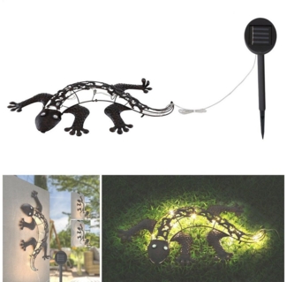 bmf-versand LED Solarleuchte Solarleuchte Garten Echse Gecko Solarlampe Außen Leuchte Solar mit, Schalter, Außenbeleuchtung, Gartenbeleuchtung, Dekoleuchte, LED fest integriert, warmweiß, Wandleuchte