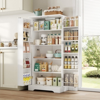 MODFU Sideboard Moderner Buffetschrank,mit Türen (Multifunktionaler weißer Küchenschrank mit LED-Sensorleuchte, höhenverstellbaren Böden & Kippschutz, 1 St)