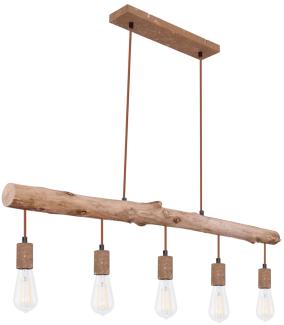 LED Hängeleuchte, Holzbalken, rostfarben, L 100 cm