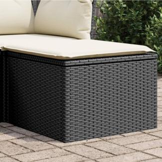 vidaXL Gartenhocker mit Kissen Schwarz 55x55x37 cm Poly Rattan 366003