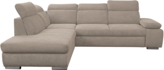 WERK2 Ecksofa Alicante Cord, inkl. Bettfunktion & Bettkasten, Breite 280cm, L-Form, Schlafsofa mit Bettkasten & verstellbaren Kopfstützen.